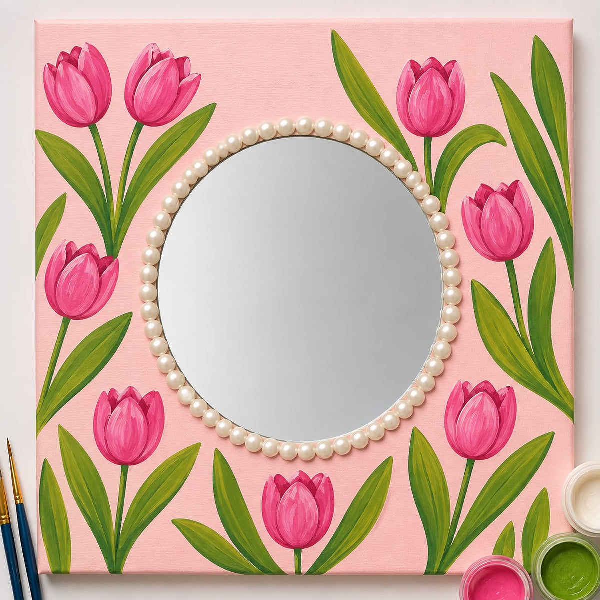 Floral Mirror & Pearl Art